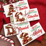 Personalized Christmas Hat Initial Money Holder Card Wallet with Name and Envelope Christmas Party Gift for Family Friend