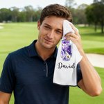 Henkilökohtainen akvarelli Golf Bag Design Vohveli Golf pyyhe nimi ja ripustettu Clip Urheilutarvikkeet Syntymäpäivälahja golfpelaajille