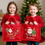 Borsa tote in iuta personalizzata con nome e design Babbo Natale regalo di Natale per famiglia e amici