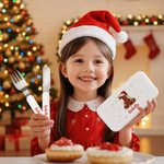 Henkilökohtainen jouluhattu Initial Safe Stainless Steel Kid's Fork Spoon Knife 3 Pcs ruokailuvälinesarja tapauksessa ja nimi joululahja lapsille 5