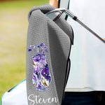 Henkilökohtainen akvarelli Golf Bag Design Vohveli Golf pyyhe nimi ja ripustettu Clip Urheilutarvikkeet Syntymäpäivälahja golfpelaajille