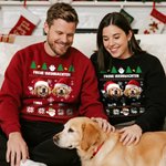 Personalisiertes Weiches Weihnachts-Sweatshirt mit 1–2 Haustier Gesichtsfoto Weihnachtsmütze Namen Text Weihnachten Geschenk für Tierbesitzer