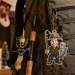 Personalised Fisherman Face Photo Acrylic Christmas Ornament Home Decor Christmas Gift for Male Fishing Enthusiasts