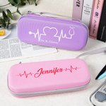 Personalised Colourful Ample Storage EKG Design Stethoscope Case with Name Birthday Nurse Graduation Appreciation Gift for Nurse Doctor