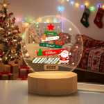 Veilleuse LED personnalisée Père Noël avec 1 à 8 noms et socle en bois Cadeau de Noël pour les enfants et la famille