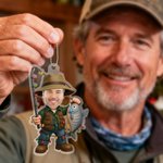 Personalised Fisherman Face Photo Acrylic Christmas Ornament Home Decor Christmas Gift for Male Fishing Enthusiasts