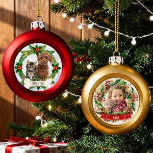 Guirnalda de Navidad Personalizada Foto Bola de Navidad Ornamento con Nombre Decoración del Árbol del Hogar Regalo de Navidad para la Familia Amigo Dueños de Mascotas