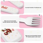 Henkilökohtainen jouluhattu Initial Safe Stainless Steel Kid's Fork Spoon Knife 3 Pcs ruokailuvälinesarja tapauksessa ja nimi joululahja lapsille 8