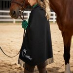 Personalised Embroidered Horse Face Silhouette Soft Warm Scarf Shawl with Name Equestrian Game Day Birthday Gift for Horse Lovers