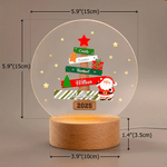 Veilleuse LED personnalisée Père Noël avec 1 à 8 noms et socle en bois Cadeau de Noël pour les enfants et la famille