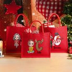 Borsa rossa in iuta personalizzabile con personaggio animato nome e iniziale design a tema natalizio regalo di Natale per bambini e adulti