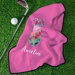 Henkilökohtainen akvarelli Golf Bag Design Vohveli Golf pyyhe nimi ja ripustettu Clip Urheilutarvikkeet Syntymäpäivälahja golfpelaajille