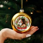 Couronne de Noël Photo Personnalisée Ornement de boule de Noël avec Nom Décoration de l'arbre de Noël Cadeau de Noël pour la famille, les amis et les propriétaires d'animaux