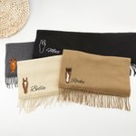 Personalised Embroidered Horse Face Silhouette Soft Warm Scarf Shawl with Name Equestrian Game Day Birthday Gift for Horse Lovers