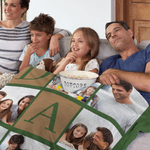 Personalized Multicolor 6 Photos Throw Blanket with DAD Father's Day Birthday Gift for Dad Grandfather