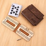 Personalized Retro Leather Magnetic Cribbage Travel Set with Text Pegs and Playing Cards Travel Game Night Christmas Gift for Cribbage Lovers