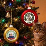 Couronne de Noël Photo Personnalisée Ornement de boule de Noël avec Nom Décoration de l'arbre de Noël Cadeau de Noël pour la famille, les amis et les propriétaires d'animaux