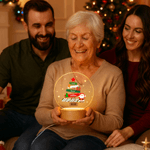 Veilleuse LED personnalisée Père Noël avec 1 à 8 noms et socle en bois Cadeau de Noël pour les enfants et la famille