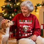 Personalisiertes Weiches Weihnachts-Sweatshirt mit 1–2 Haustier Gesichtsfoto Weihnachtsmütze Namen Text Weihnachten Geschenk für Tierbesitzer