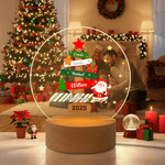 Árbol de Navidad de Papá Noel personalizado Luz nocturna LED con 1-8 nombres y base de madera Decoración del hogar Regalo de Navidad para niños Familia