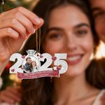 Personlig, romantisk fotoring – designet med glitter og akrylpynt med navn – forlovelses- og julegave til nygifte par