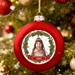 Couronne de Noël Photo Personnalisée Ornement de boule de Noël avec Nom Décoration de l'arbre de Noël Cadeau de Noël pour la famille, les amis et les propriétaires d'animaux