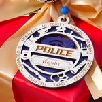 Spersonalizowana ozdoba z imieniem i nazwiskiem dla policjanta, strażaka, dyspozytora, szeryfa, prezent świąteczny dla wolontariuszy udzielających pierwszej pomocy