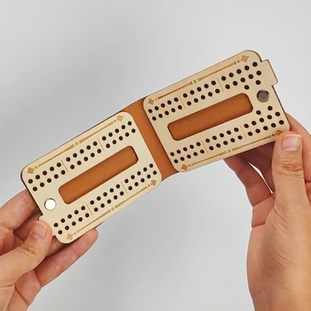 Personalized Retro Leather Magnetic Cribbage Travel Set with Text Pegs and Playing Cards Travel Game Night Christmas Gift for Cribbage Lovers 5