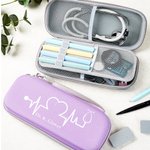 Personalised Colourful Ample Storage EKG Design Stethoscope Case with Name Birthday Nurse Graduation Appreciation Gift for Nurse Doctor