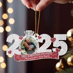 Personlig, romantisk fotoring – designet med glitter og akrylpynt med navn – forlovelses- og julegave til nygifte par