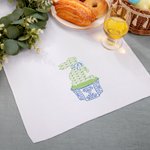 Personalized Chinoiserie Bunny Kitchen Tea Towel with Initial Set of 2 Easter Dishcloth Decor Housewarming Gift for Hostess Family Friend