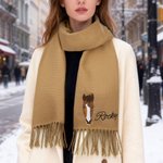 Personalised Embroidered Horse Face Silhouette Soft Warm Scarf Shawl with Name Equestrian Game Day Birthday Gift for Horse Lovers
