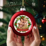 Couronne de Noël Photo Personnalisée Ornement de boule de Noël avec Nom Décoration de l'arbre de Noël Cadeau de Noël pour la famille, les amis et les propriétaires d'animaux