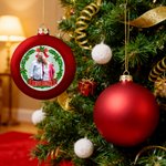 Couronne de Noël Photo Personnalisée Ornement de boule de Noël avec Nom Décoration de l'arbre de Noël Cadeau de Noël pour la famille, les amis et les propriétaires d'animaux