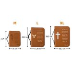 Personalisierte Buchhülle mit Kreuzmotiv Text und Namen | Geburtsblume wählbar | Bibeltasche | Taufe Konfirmation Geburtstag Geschenk für Christen