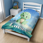 Personalisierte Cartoon Dinosaurier Dschungel weiche Decke mit Namen Home Decor Geburtstagsgeschenk für Kinder Dinosaurier-Liebhaber