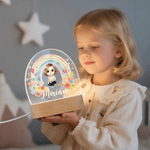 Personalizzato personaggio dei cartoni animati Arcobaleno floreale Luce notturna in acrilico con nome e base in legno Decor camera Natale Compleanno regalo per le ragazze ragazzi