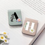 Personalisierter Magnetischer Initiale Lesezeichen-Clip aus PU-Leder mit Geburtsblume und Namen Geburtstag Geschenk für Buchliebhaber Bücherwürmer