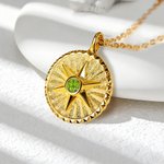 Collier Médaille d'Energie Hexagramme Gardien Personnalisé avec Pierre de Naissance Bijoux de Famille délicat Cadeau d'Anniversaire pour Femmes Hommes