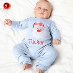 Personalised Cute Santa Claus Design 100% Cotton Soft Baby Romper with Embroidered Name Christmas Gift for Baby Newborn