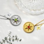 Gepersonaliseerde Hexagram Beschermer Energie Munt Medaille ketting met geboortesteen en initiaal sierlijke familie sieraden verjaardag verjaardagscadeau voor vrouwen mannen