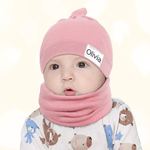 Nome personalizzato Morbida sciarpa per neonati Set di cappelli Accessorio invernale Essenziale Regalo di compleanno per neonati