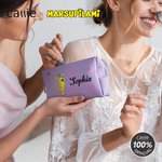 Personalised Long-Tailed Leopard Marsupilami PU Leather Makeup Pouch Bag with Name Travel Essentials Birthday Gift for Her  | Callie × Marsupilami®