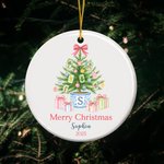 Personalized Mahjong Christmas Tree Chinoiserie Design Ceramic Ornament with Name and Year Tree Decor Christmas Mahjong Night Gift for Mahjong Players