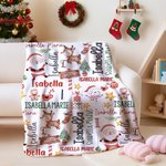 Manta blanda personalizada con el nombre del muñeco de nieve Papá Noel Tema de Navidad Decoración del hogar Regalo de Navidad para niños Familia