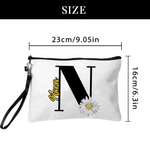 Bolso tote grande y neceser de maquillaje portátil personalizados con flor de nacimiento nombre e inicial regalo de cumpleaños para mujer