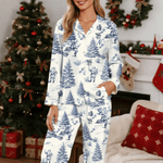 Pyjama en Toile de Jouy Personnalisé avec Initiale et Motif Pyjama en Tissu Super Douce Cadeau Anniversaire Noël pour Femme