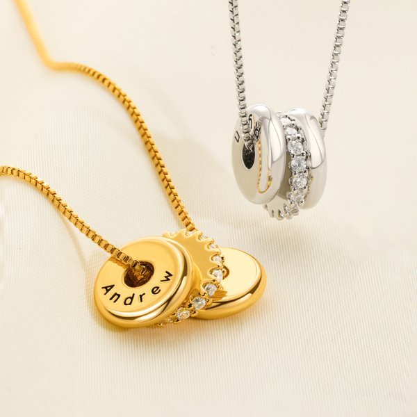 Personalized Zircon Multiple Circle Necklace with Name Dainty Jewellery Anniversary Birthday Gift for Girl Woman