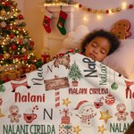 Manta blanda personalizada con el nombre del muñeco de nieve Papá Noel Tema de Navidad Decoración del hogar Regalo de Navidad para niños Familia