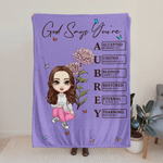 Personalizada Nacimiento Flor Biblia Personaje de dibujos animados Suave manta con nombre Decoración del hogar Bautizo Regalo de Navidad para las mujeres cristianas
